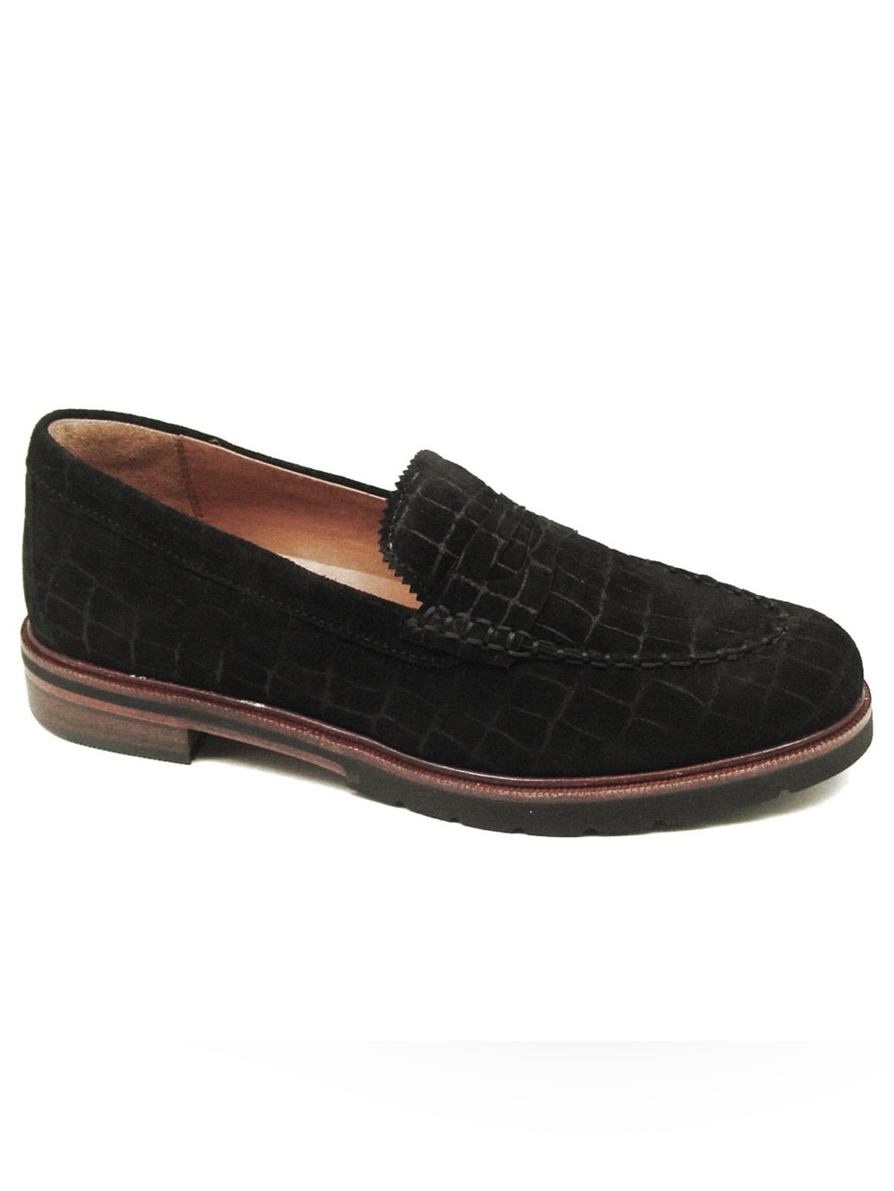 7.5 Luxury Suede Loafer Flat Textured Vamp Memory Foam Croc Animal Print Office